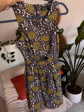 Topshop Black and Yellow Pineapple Print Mini Dress